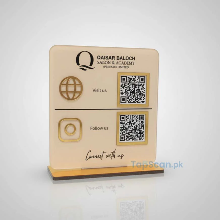 Smart NFC 2-in-1 Qr code Standee With 3D Cut Acrylic Icons